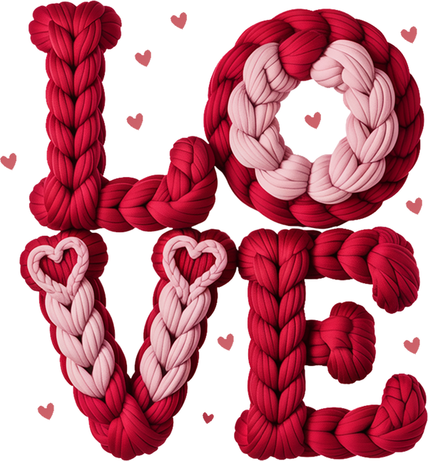 Faux Yarn Crochet Valentine Love - Valentines Day Ready to Press DTF Transfer