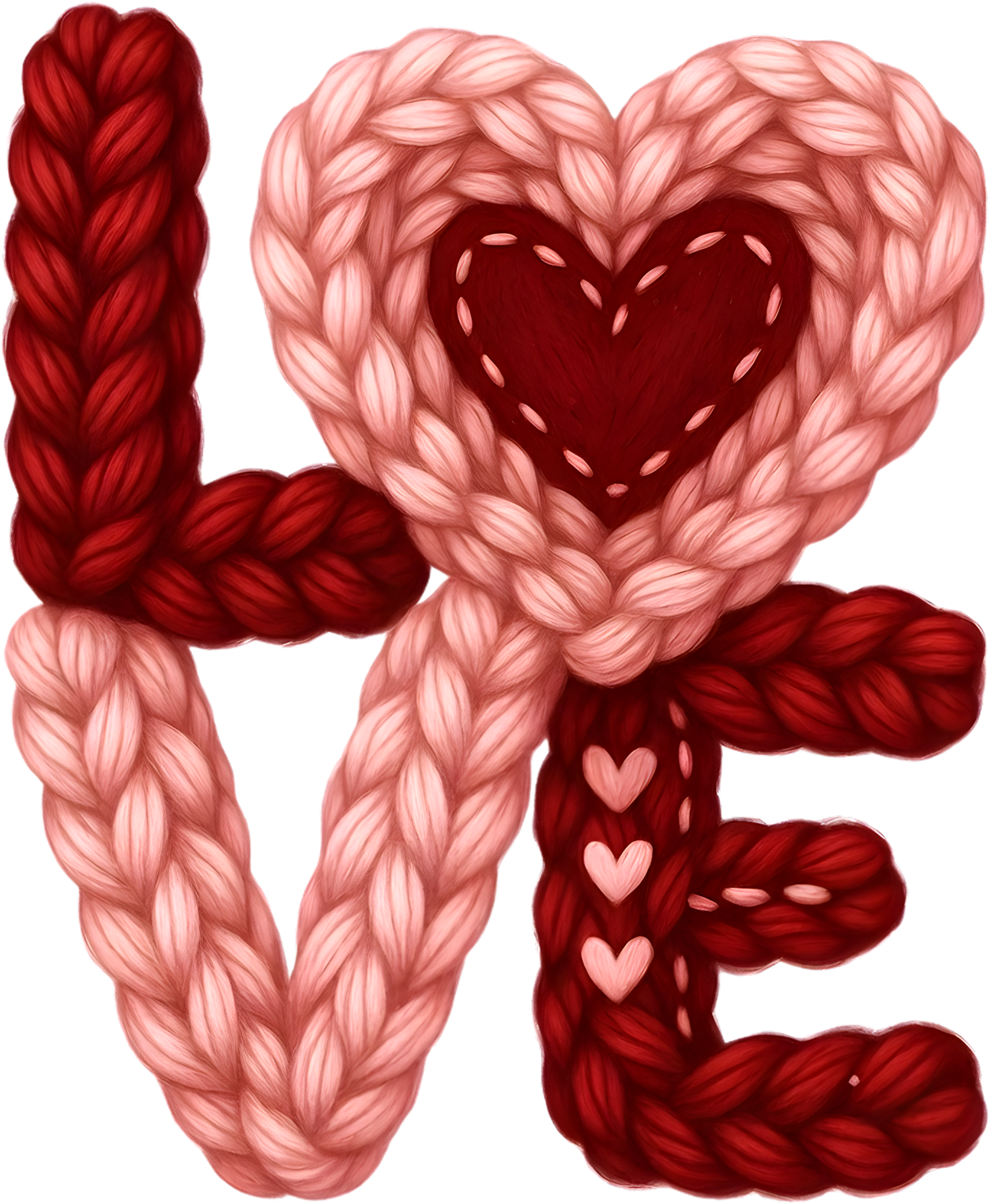 Faux Yarn Crochet Valentine Love - Valentines Day Ready to Press DTF Transfer
