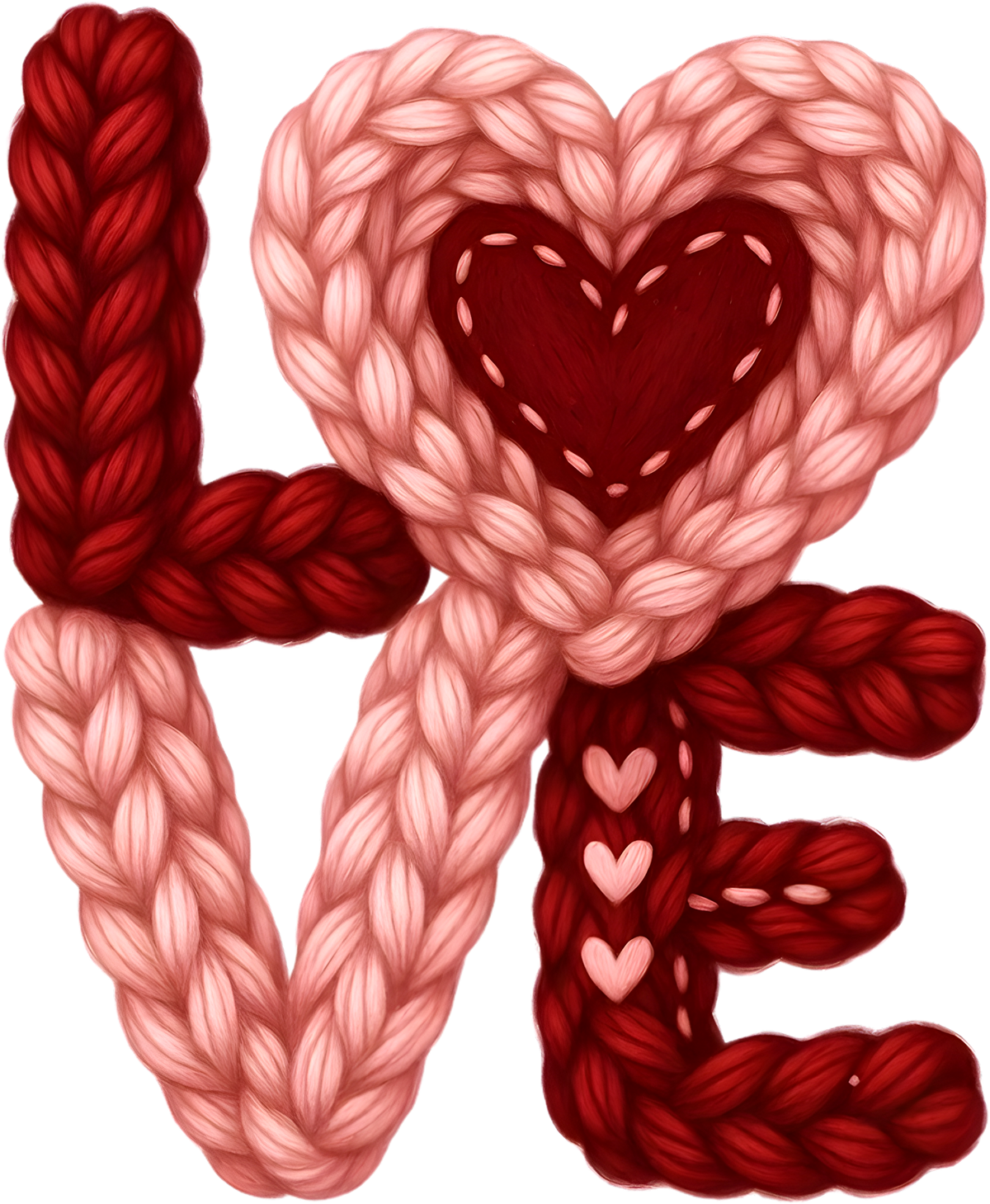 Faux Yarn Crochet Valentine Love - Valentines Day Ready to Press DTF Transfer