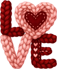 Faux Yarn Crochet Valentine Love - Valentines Day Ready to Press DTF Transfer