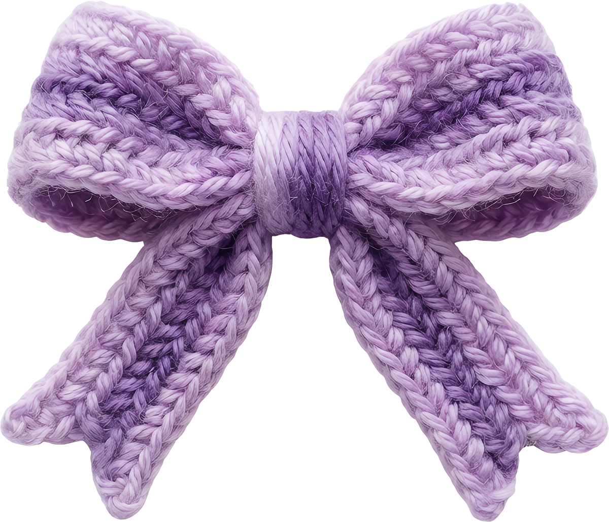 Faux Yarn Crochet Purple Bow - Valentines Day Ready to Press DTF Transfer