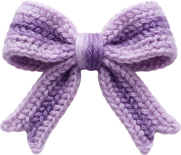 Faux Yarn Crochet Purple Bow - Valentines Day Ready to Press DTF Transfer