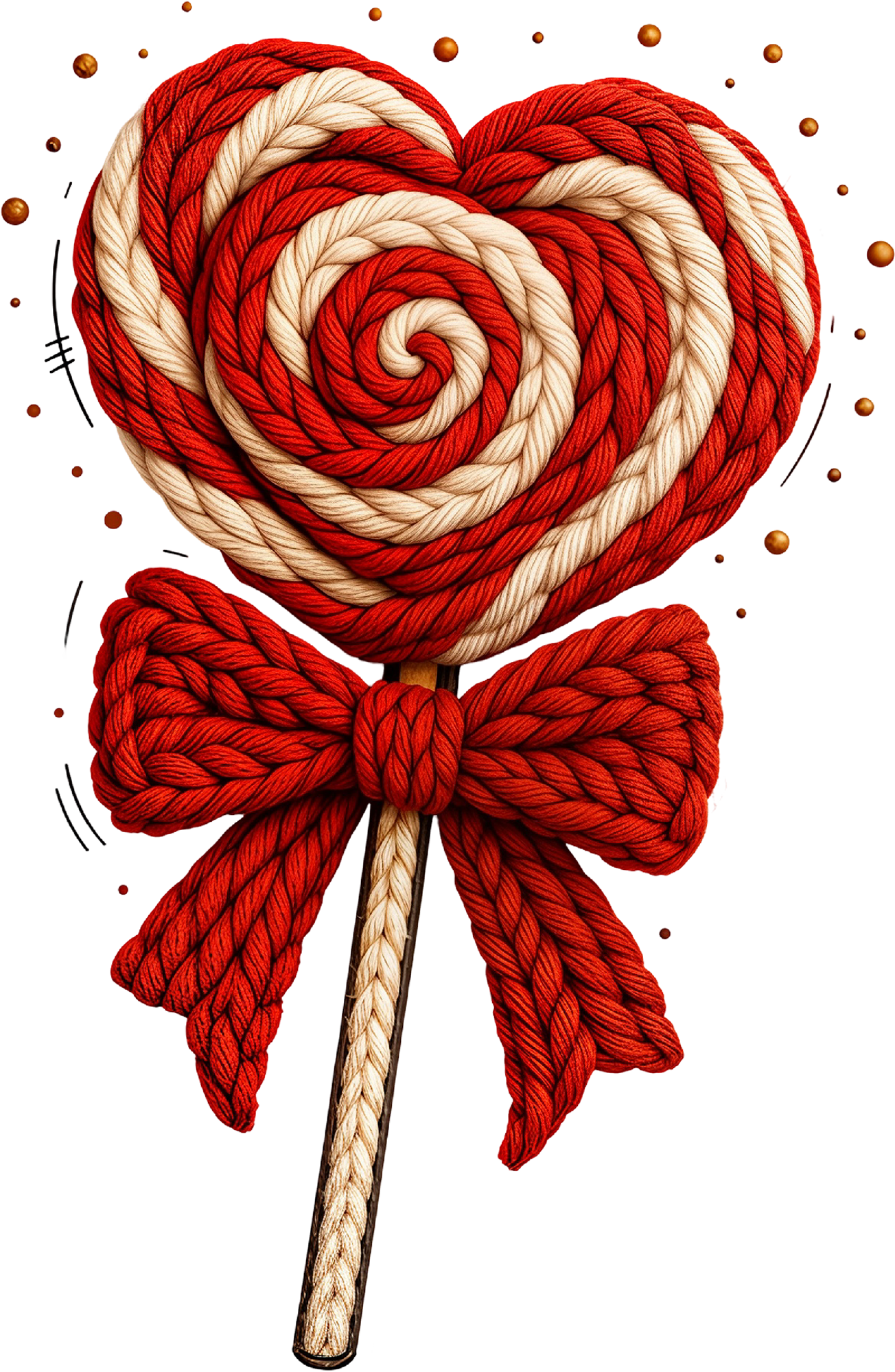 Faux Yarn Crochet Valentine Heart Candy - Valentines Day Ready to Press DTF Transfer