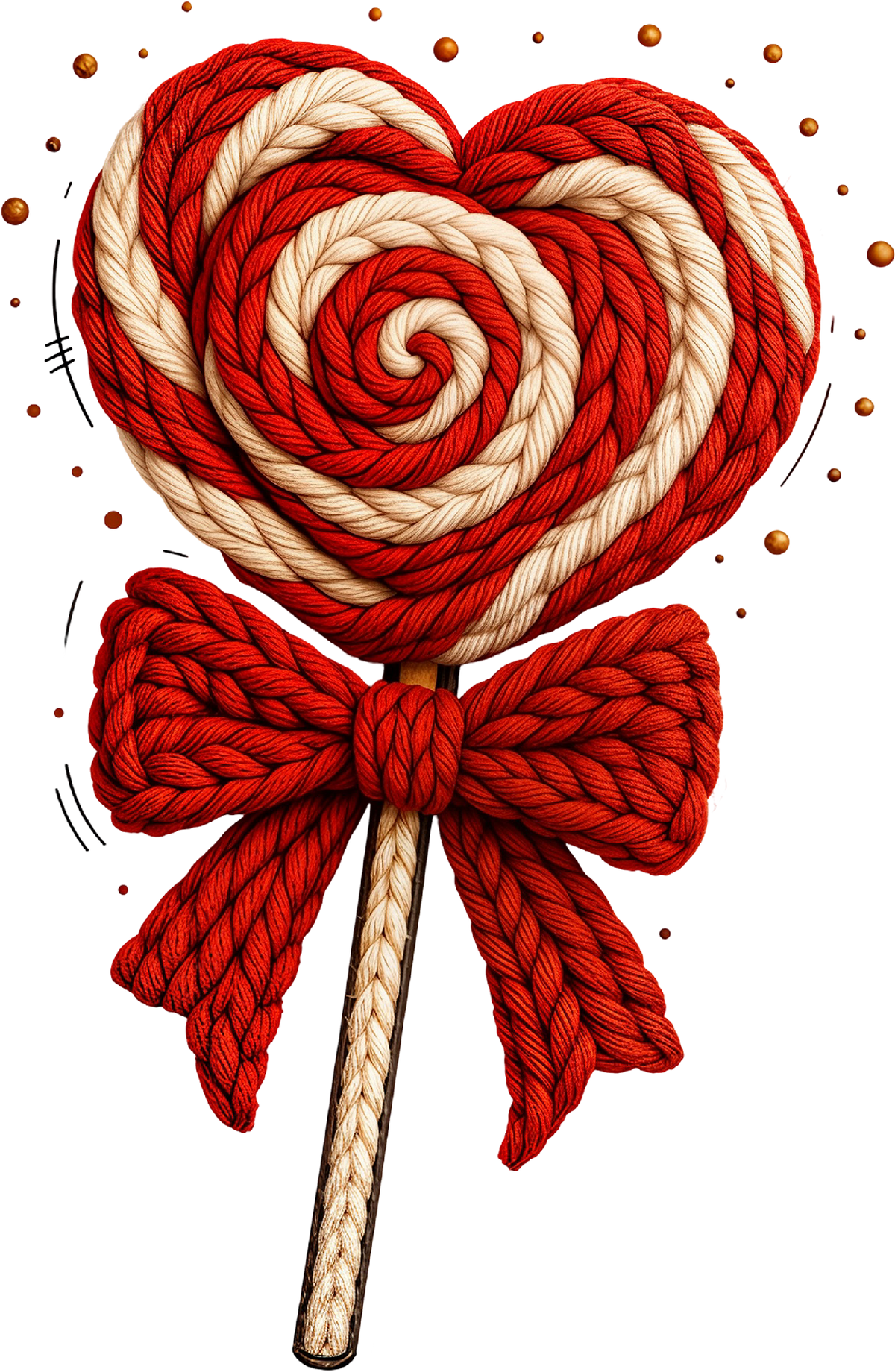 Faux Yarn Crochet Valentine Heart Candy - Valentines Day Ready to Press DTF Transfer