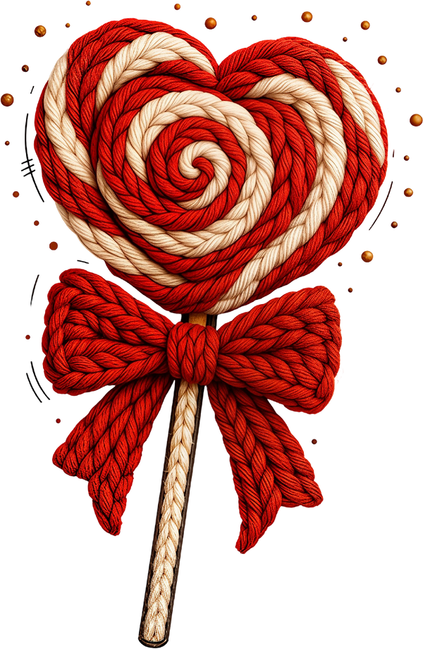 Faux Yarn Crochet Valentine Heart Candy - Valentines Day Ready to Press DTF Transfer