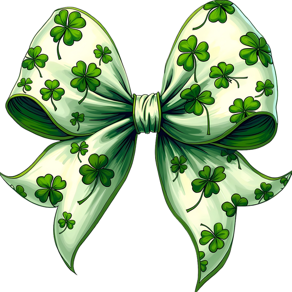 St Patricks Day Clover Bow - St Patricks Day Ready to Press DTF Transfer