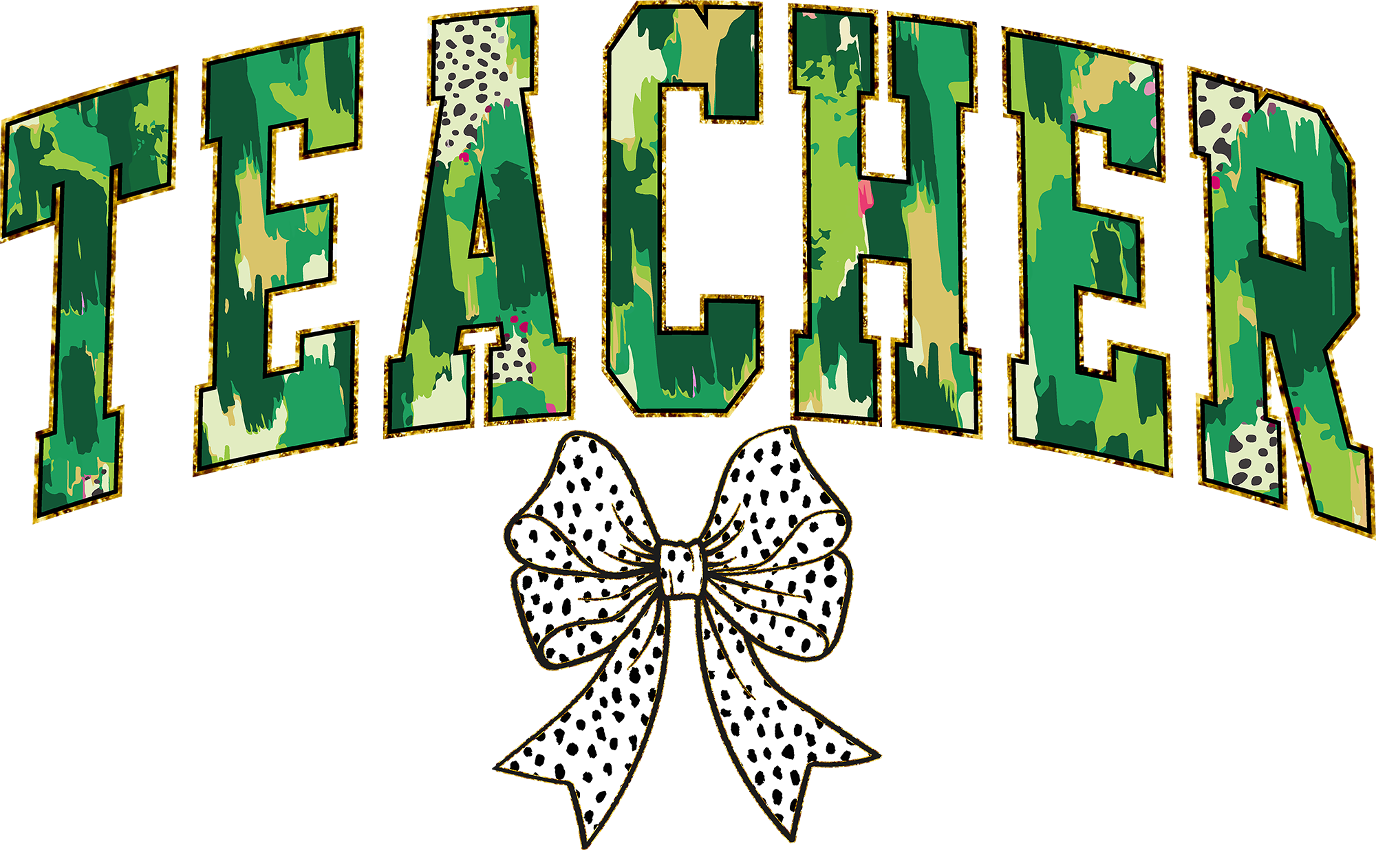 St Patricks Day Teacher Bow - St Patricks Day Ready to Press DTF Transfer
