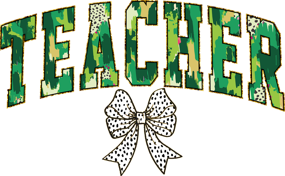 St Patricks Day Teacher Bow - St Patricks Day Ready to Press DTF Transfer