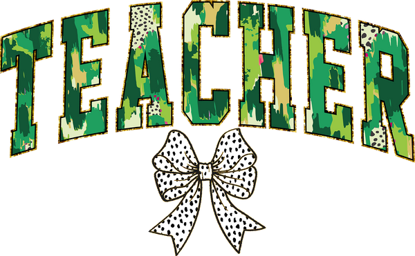 St Patricks Day Teacher Bow - St Patricks Day Ready to Press DTF Transfer