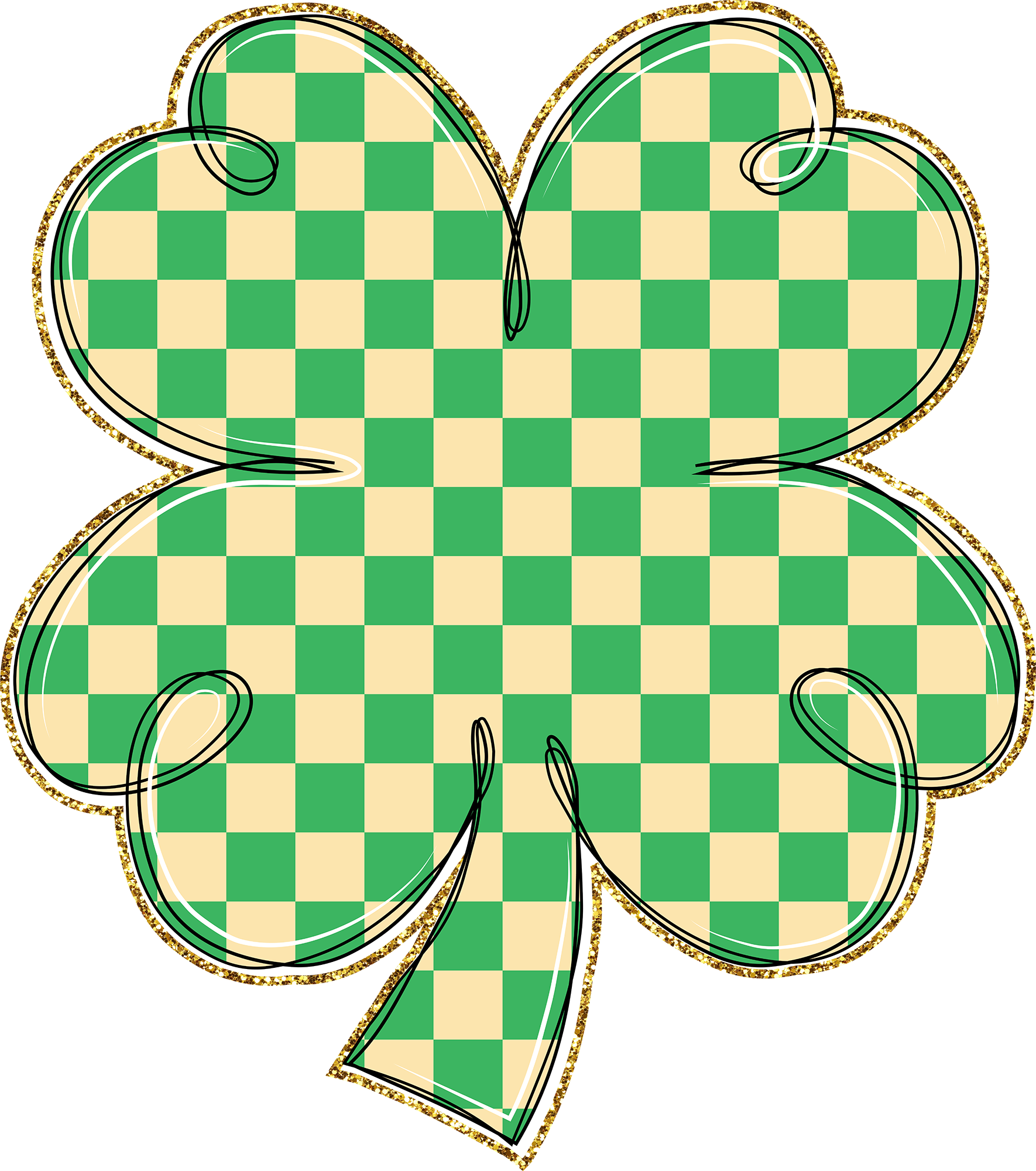 St Patricks Day Checkered Clover - St Patricks Day Ready to Press DTF Transfer