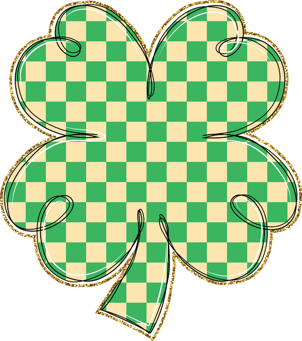 St Patricks Day Checkered Clover - St Patricks Day Ready to Press DTF Transfer