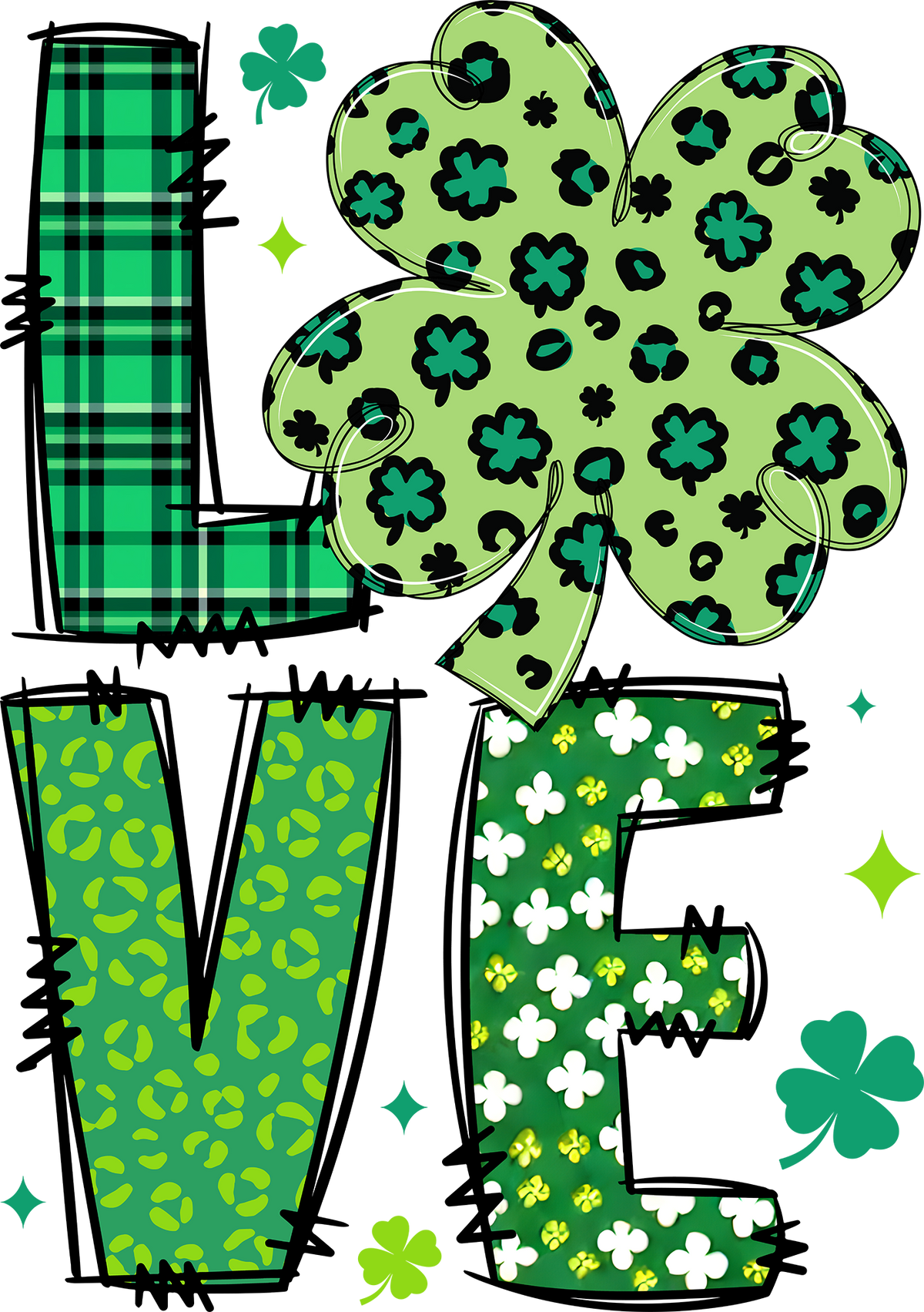 St Patricks Day Love Clover - St Patricks Day Ready to Press DTF Transfer