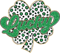 St Patricks Day Glitter Lucky Clover - St Patricks Day Ready to Press DTF Transfer