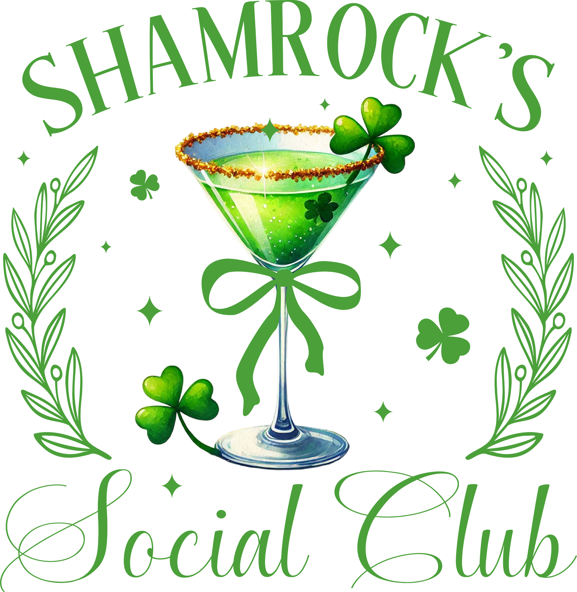 St Patricks Day Shamrocks Social Club - St Patricks Day Ready to Press DTF Transfer