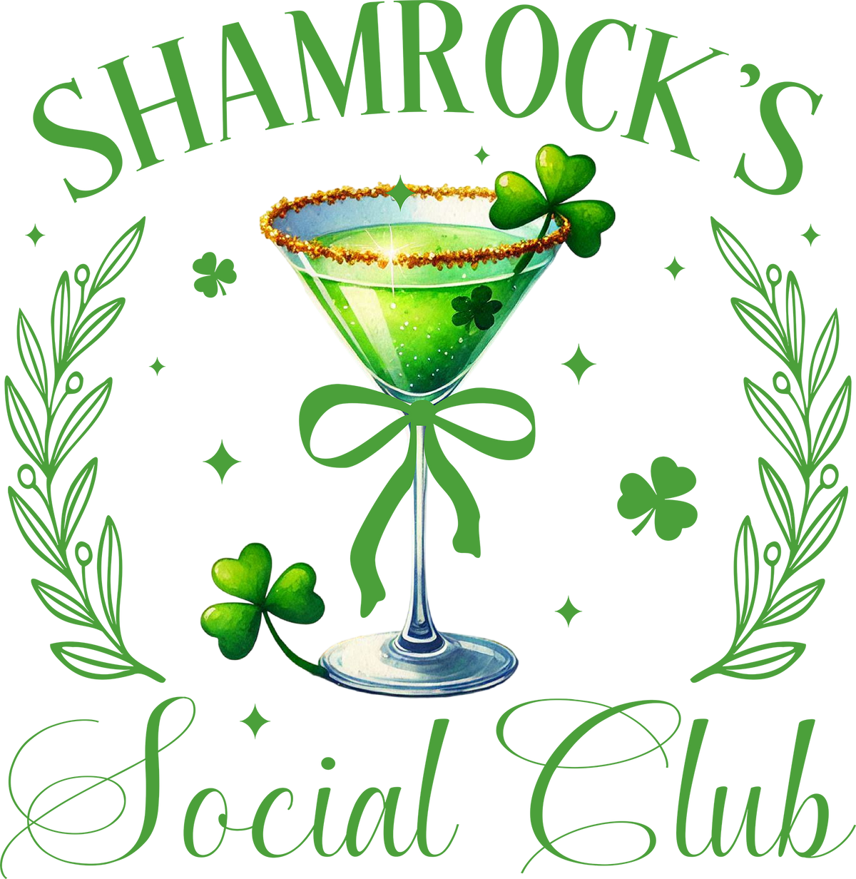 St Patricks Day Shamrocks Social Club - St Patricks Day Ready to Press DTF Transfer