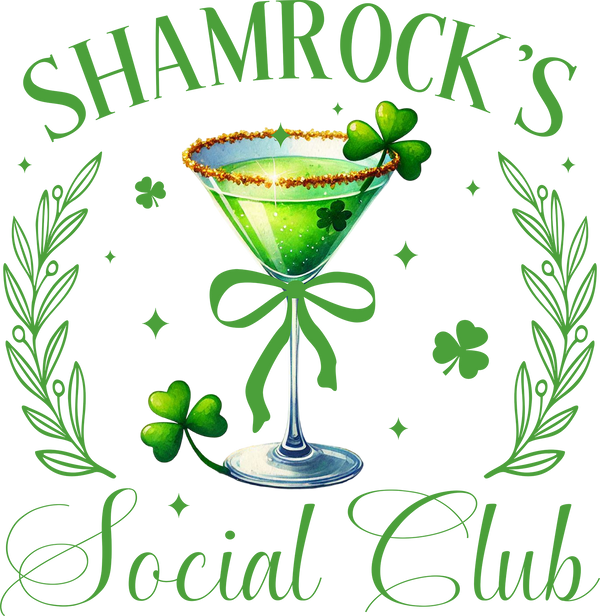 St Patricks Day Shamrocks Social Club - St Patricks Day Ready to Press DTF Transfer
