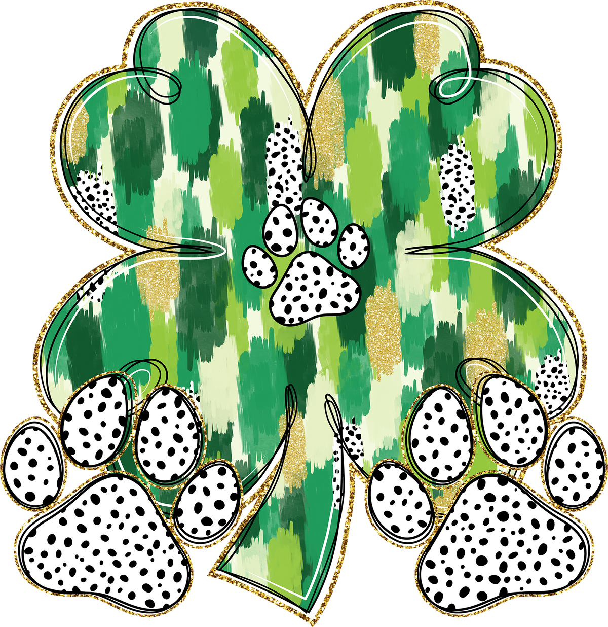 St Patricks Day Dog Paw Clover - St Patricks Day Ready to Press DTF Transfer