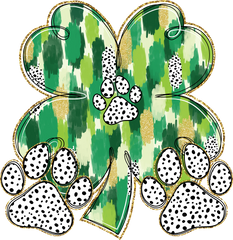 St Patricks Day Dog Paw Clover - St Patricks Day Ready to Press DTF Transfer