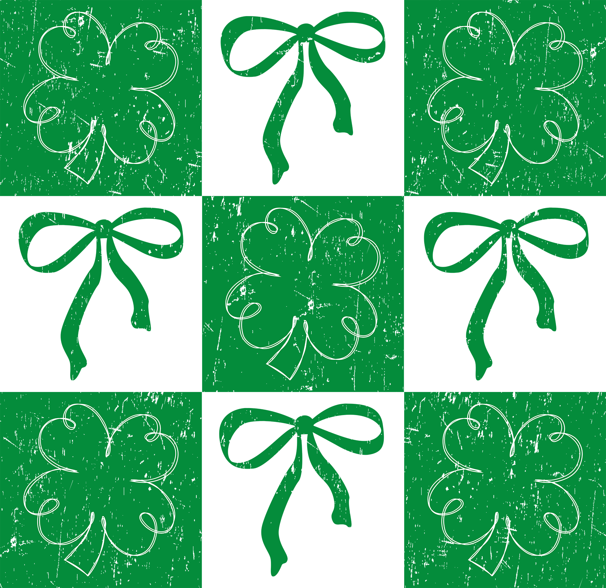St Patricks Day Checkered Clover Bow - St Patricks Day Ready to Press DTF Transfer