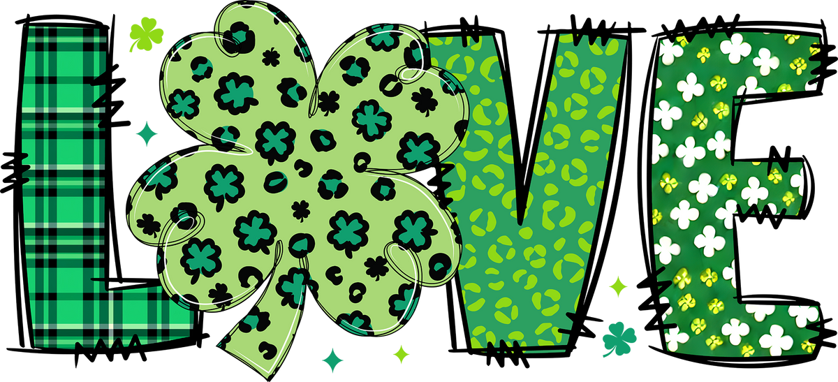 St Patricks Day Love Clover - St Patricks Day Ready to Press DTF Transfer