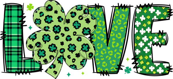 St Patricks Day Love Clover - St Patricks Day Ready to Press DTF Transfer