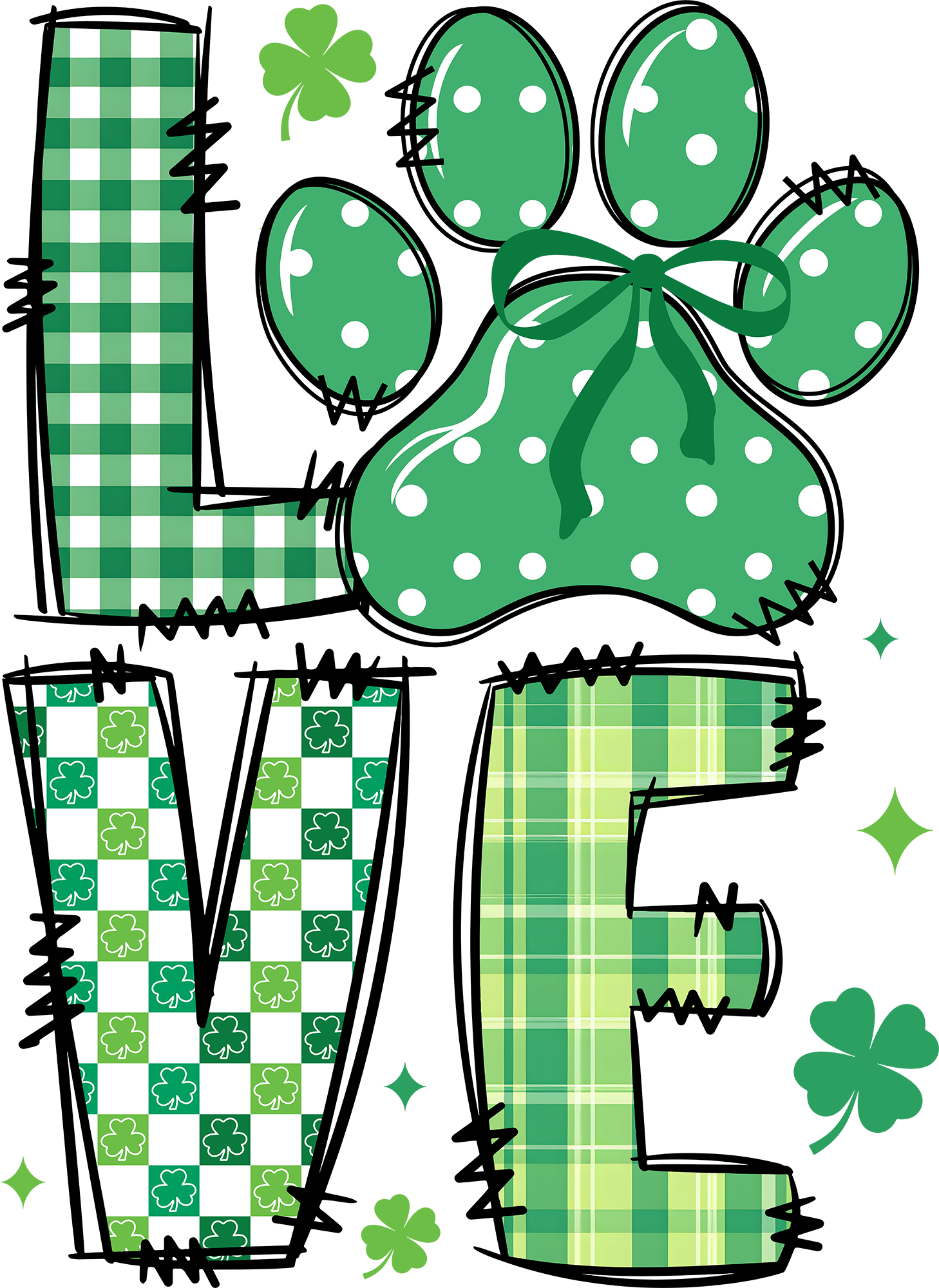 St Patricks Day Love Paw - St Patricks Day Ready to Press DTF Transfer