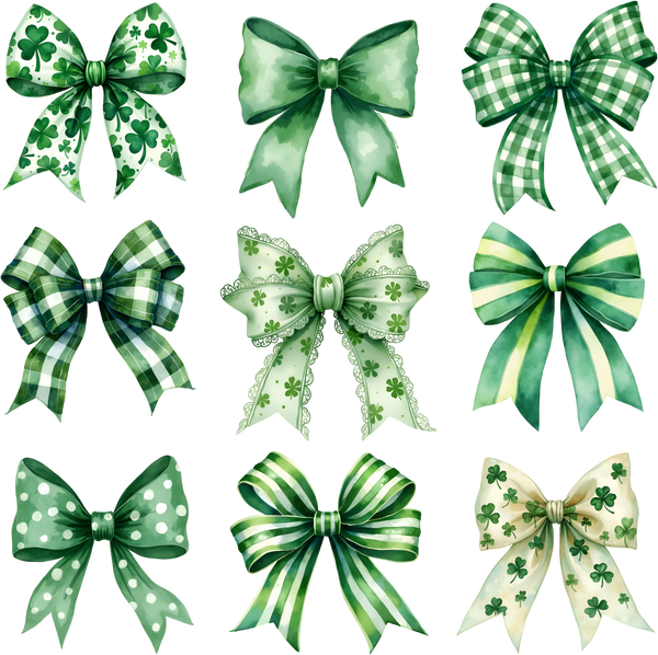 St Patricks Day Retro Coquette Bow - St Patricks Day Ready to Press DTF Transfer