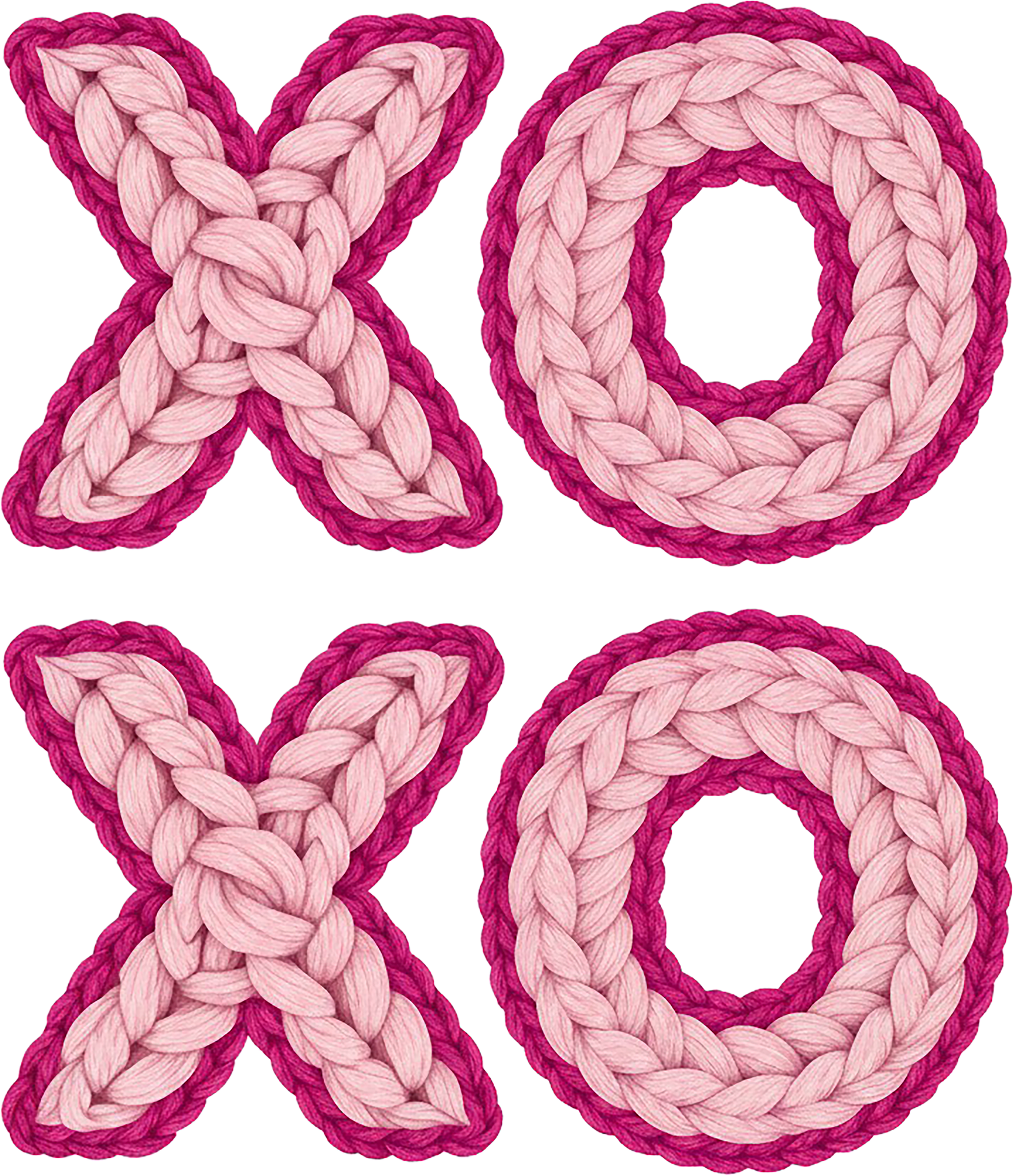Faux Yarn Crochet Pink Xoxo - Valentines Day Ready to Press DTF Transfer
