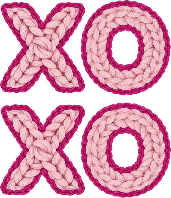 Faux Yarn Crochet Pink Xoxo - Valentines Day Ready to Press DTF Transfer