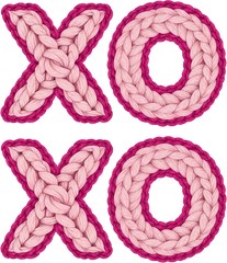 Faux Yarn Crochet Pink Xoxo - Valentines Day Ready to Press DTF Transfer