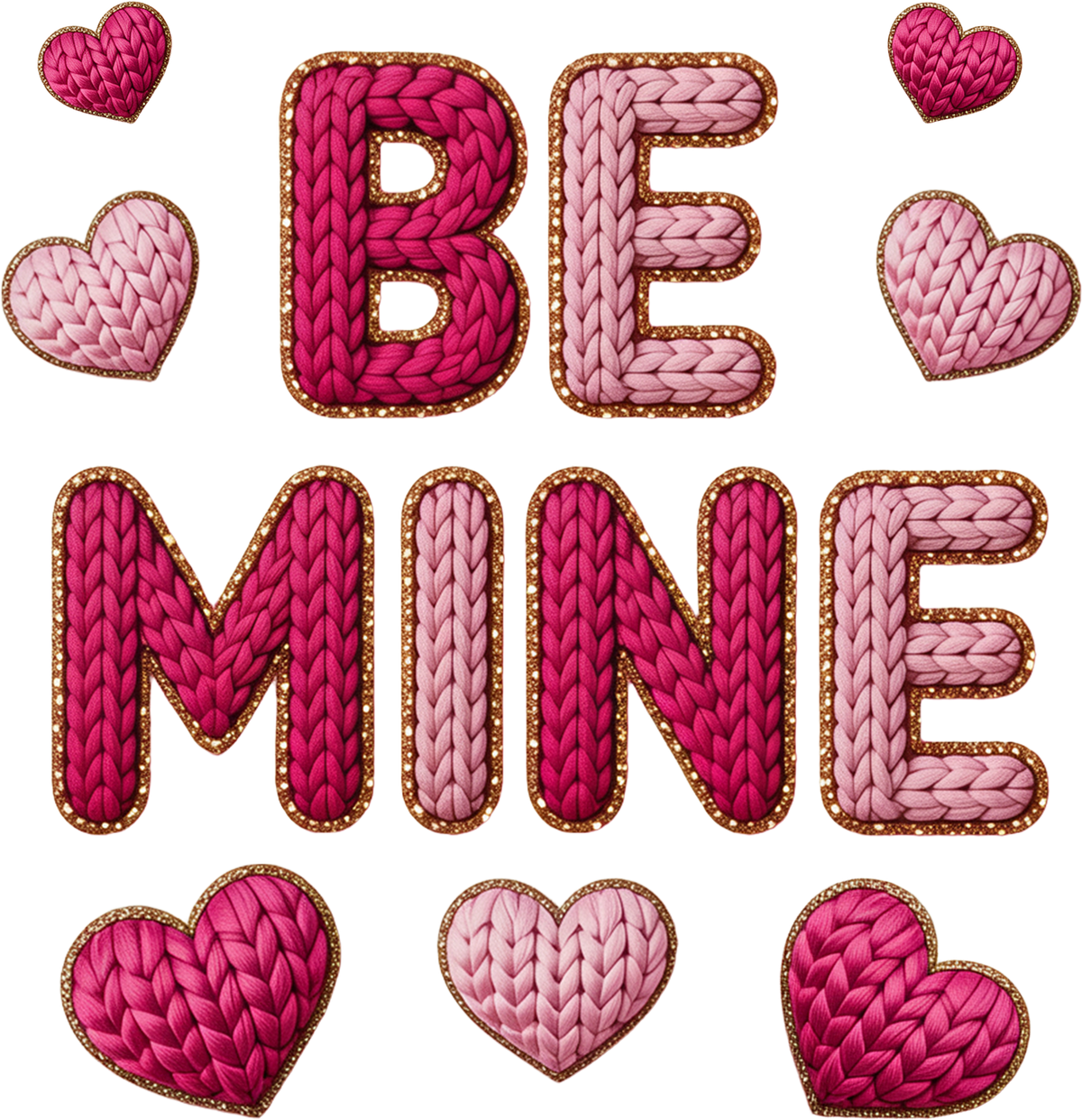 Faux Yarn Crochet Be Mine - Valentines Day Ready to Press DTF Transfer