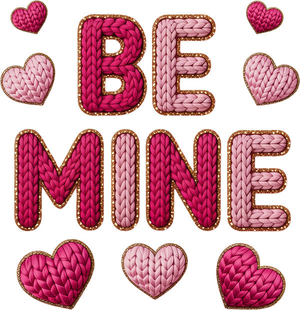 Faux Yarn Crochet Be Mine - Valentines Day Ready to Press DTF Transfer
