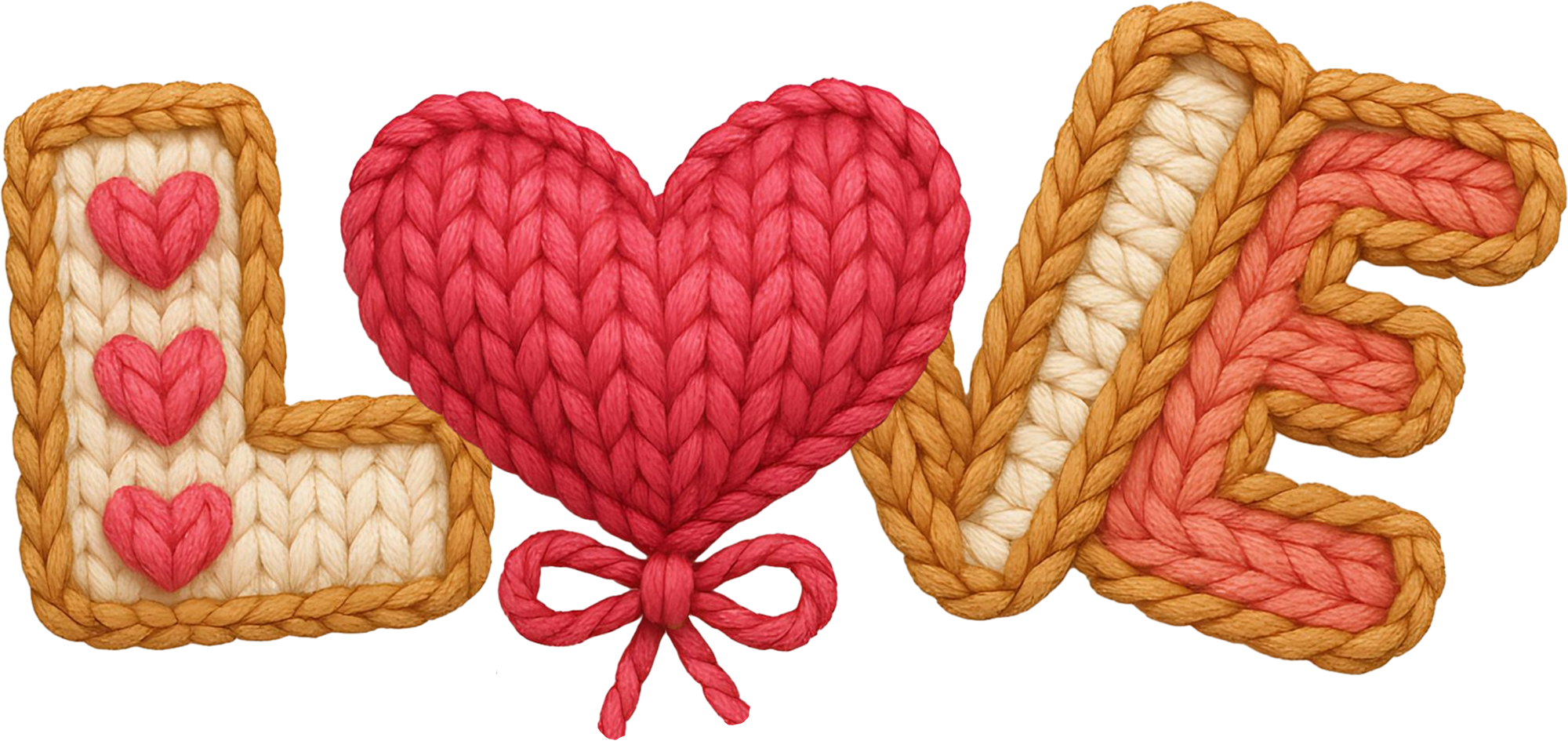 Faux Yarn Crochet Love - Valentines Day Ready to Press DTF Transfer
