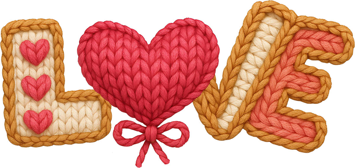 Faux Yarn Crochet Love - Valentines Day Ready to Press DTF Transfer