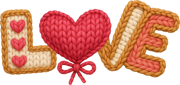 Faux Yarn Crochet Love - Valentines Day Ready to Press DTF Transfer
