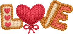 Faux Yarn Crochet Love - Valentines Day Ready to Press DTF Transfer
