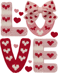 Faux Yarn Crochet Love Bow - Valentines Day Ready to Press DTF Transfer