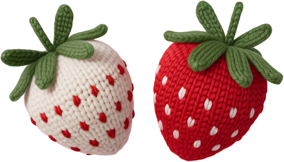 Faux Yarn Crochet Valentine Strawberry - Valentines Day Ready to Press DTF Transfer