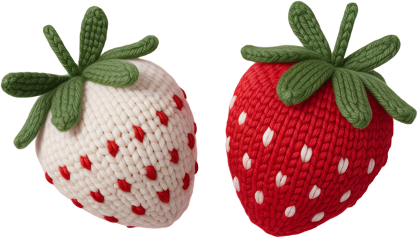 Faux Yarn Crochet Valentine Strawberry - Valentines Day Ready to Press DTF Transfer