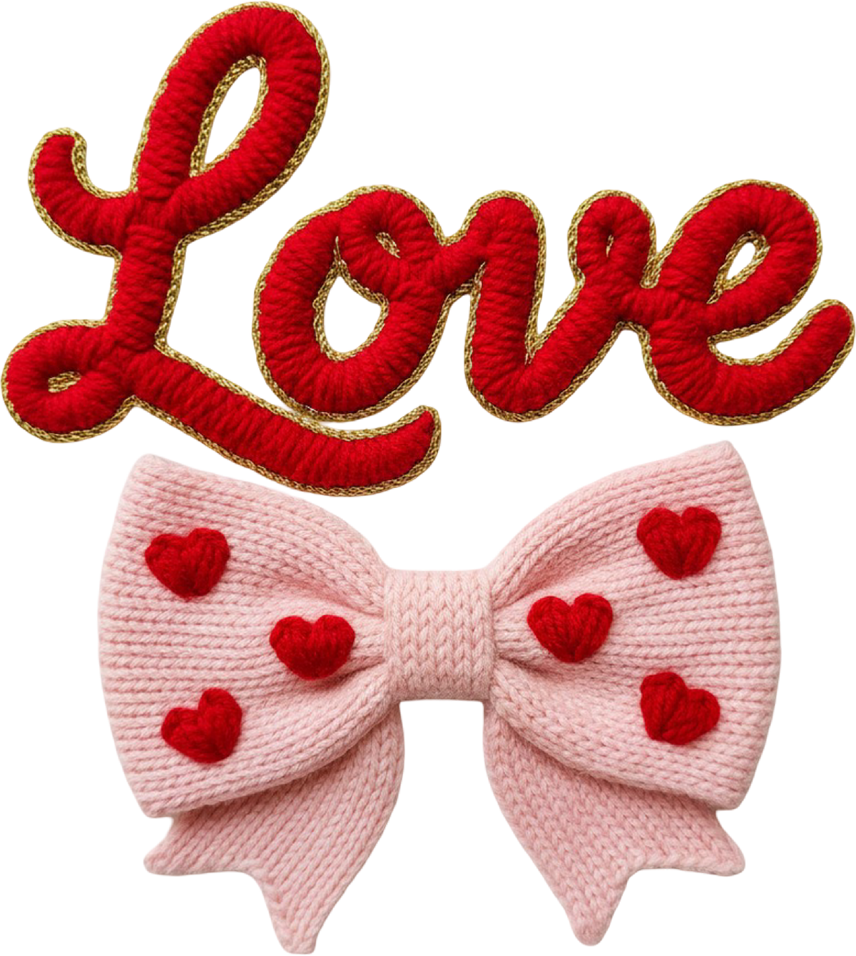 Faux Yarn Crochet Love Bow - Valentines Day Ready to Press DTF Transfer