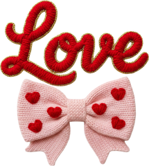 Faux Yarn Crochet Love Bow - Valentines Day Ready to Press DTF Transfer