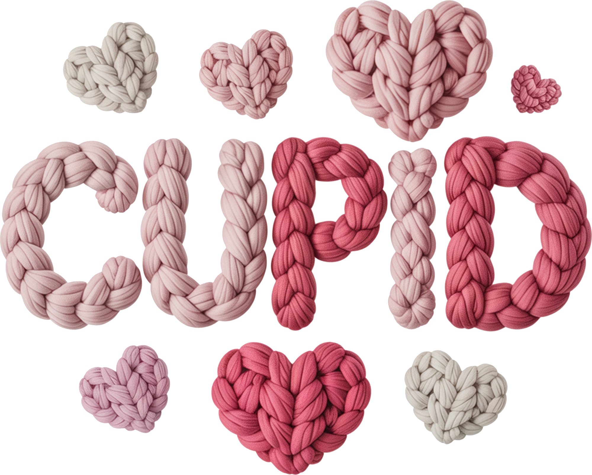 Faux Yarn Crochet Valentine Cupid - Valentines Day Ready to Press DTF Transfer