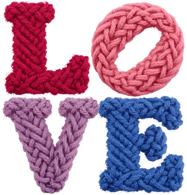 Faux Yarn Crochet Valentine Love - Valentines Day Ready to Press DTF Transfer