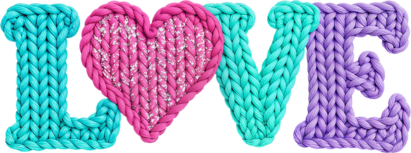 Faux Yarn Crochet Valentine Heart Love - Valentines Day Ready to Press DTF Transfer