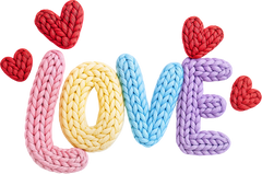 Faux Yarn Crochet Valentine Heart Love - Valentines Day Ready to Press DTF Transfer