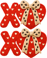 Faux Yarn Crochet Valentine Bow Heart Xoxo - Valentines Day Ready to Press DTF Transfer