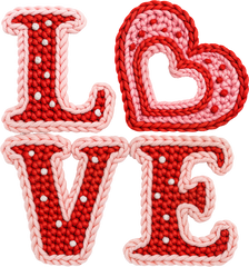 Faux Yarn Crochet Heart Love - Valentines Day Ready to Press DTF Transfer