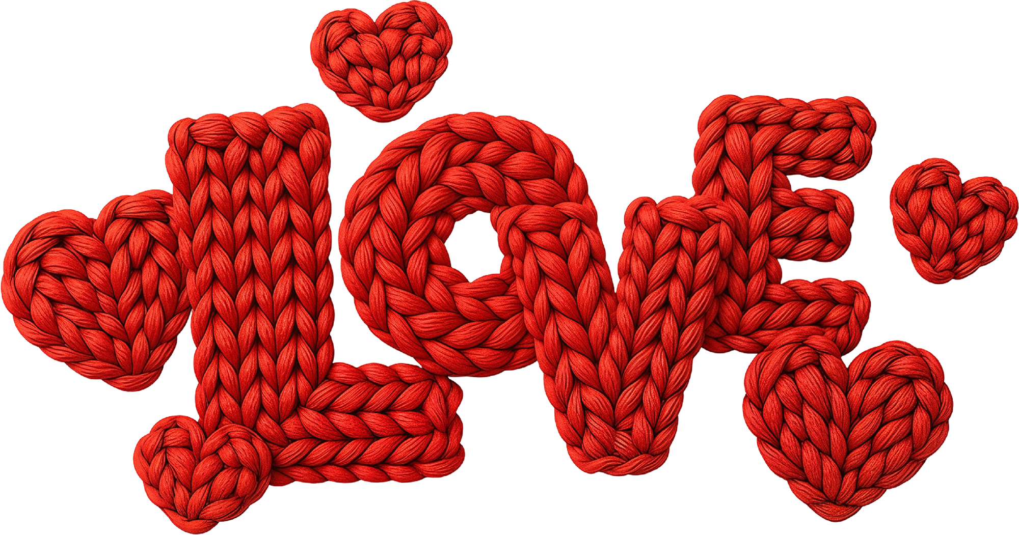 Faux Yarn Crochet Red Heart Love - Valentines Day Ready to Press DTF Transfer