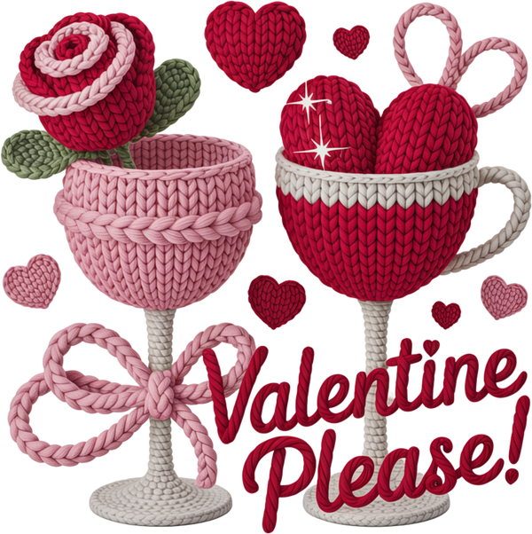Faux Yarn Crochet Valentine Please - Valentines Day Ready to Press DTF Transfer