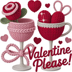 Faux Yarn Crochet Valentine Please - Valentines Day Ready to Press DTF Transfer